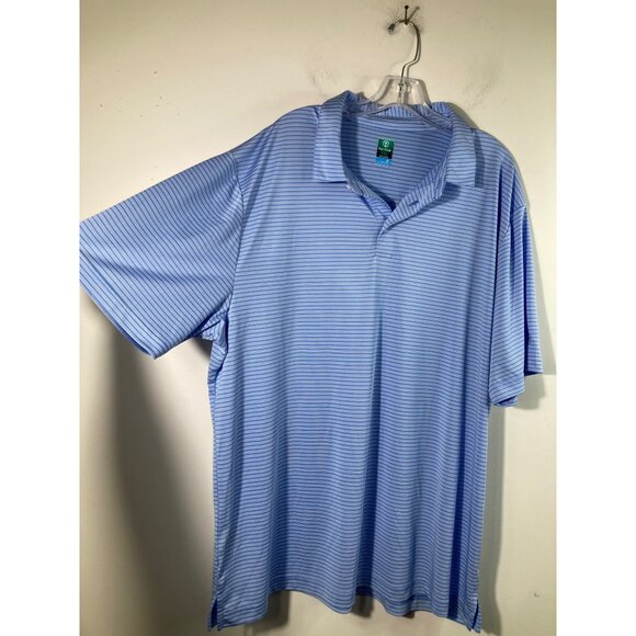 Mens Pro Tour Coolplay Golf Polo Shirt Short Sleeve Striped Blue White 2XL Polye - Picture 3 of 6